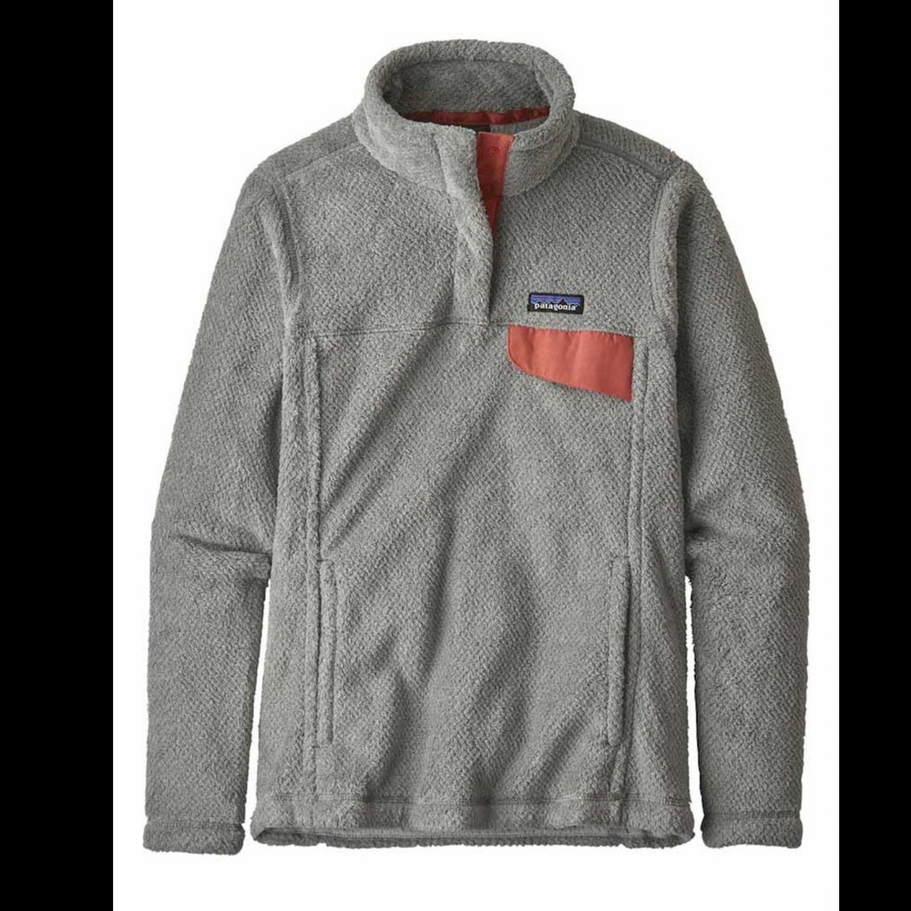 Gray/pink Patagonia re-tool snap-T pullover